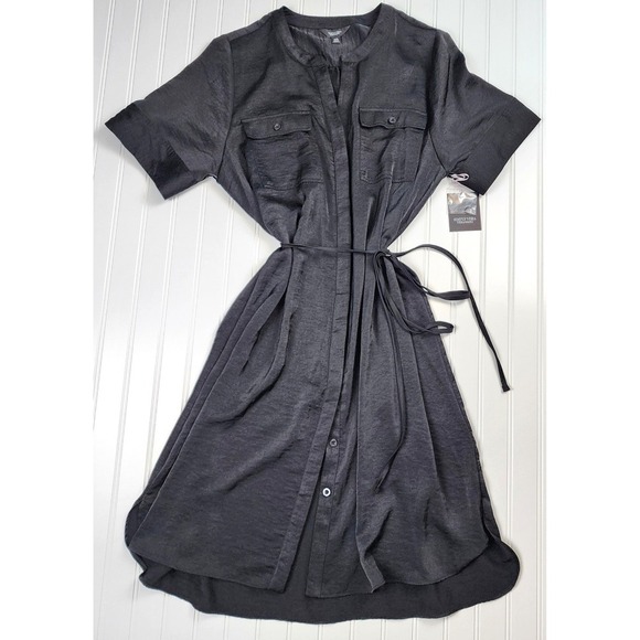 Simply Vera Vera Wang Black Belted Shirt Dress Tie Waist Midi Knee Length XXL - Picture 12 of 13
